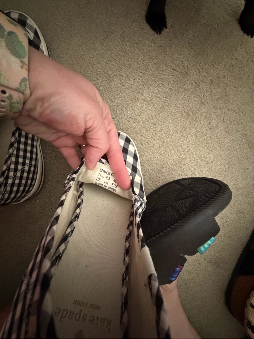 Keds Black and White Gingham Slip-On Sneakers - Picture 2 of 6